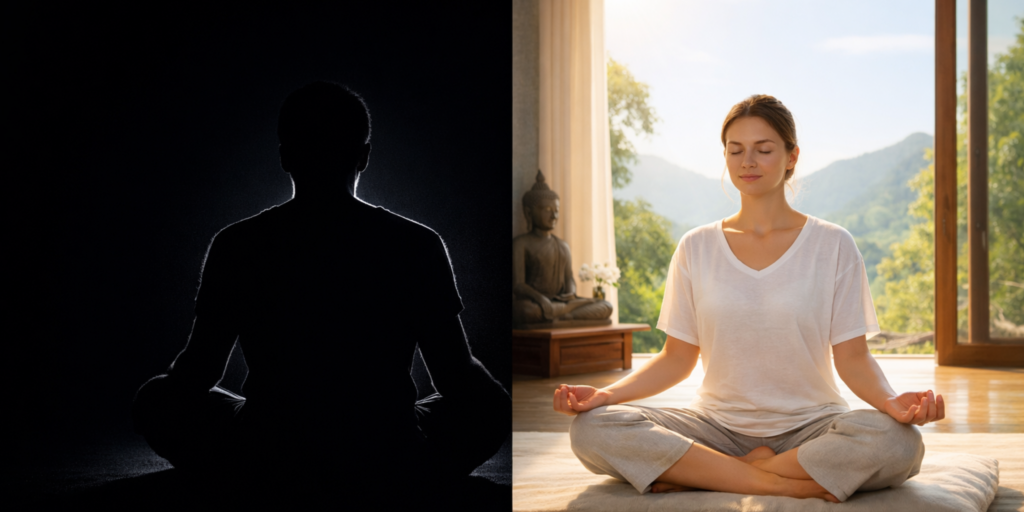 dark room meditation retreat