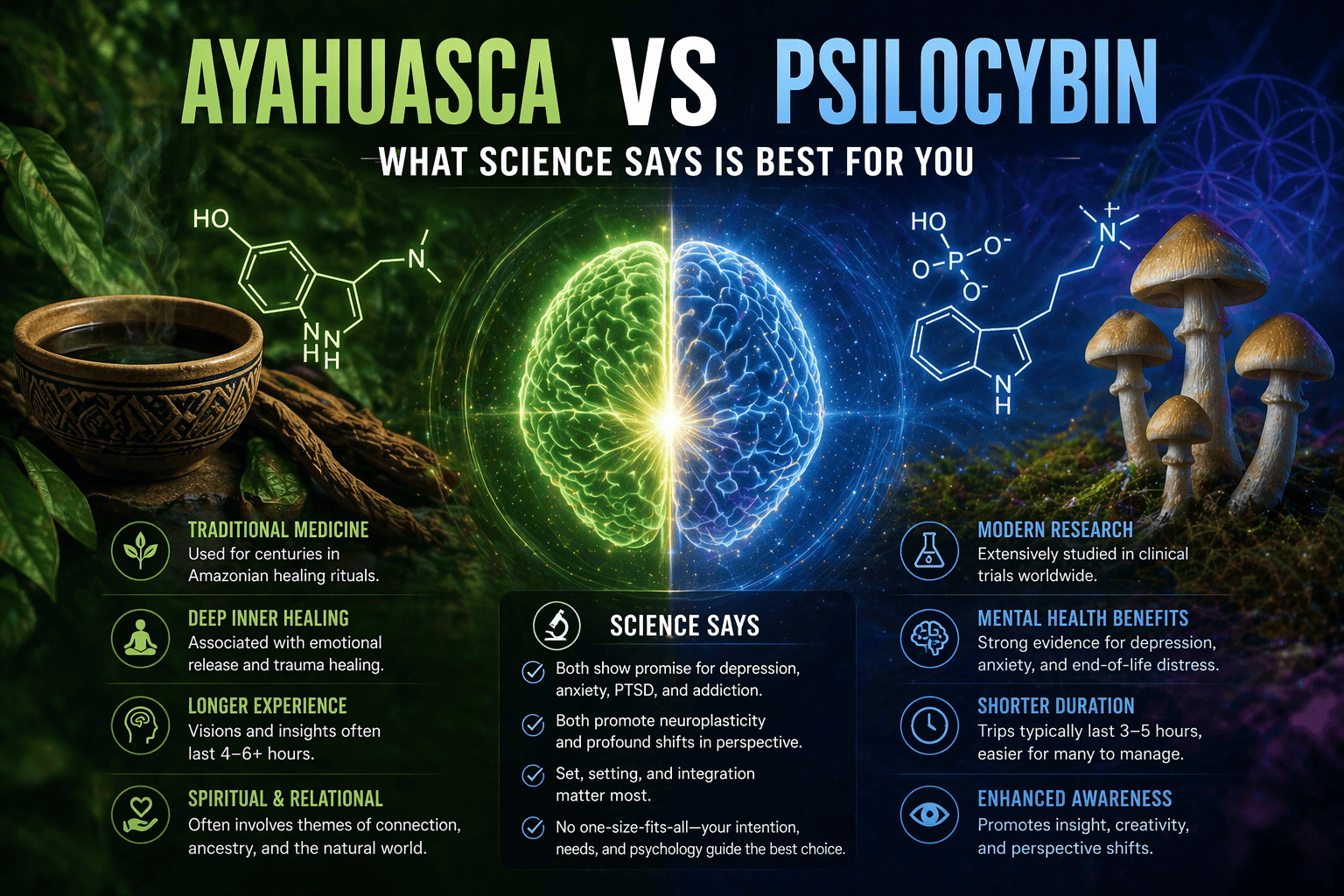 Ayahuasca vs Psilocybin