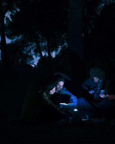 group-young-couple-hiker-night-camping-mountains
